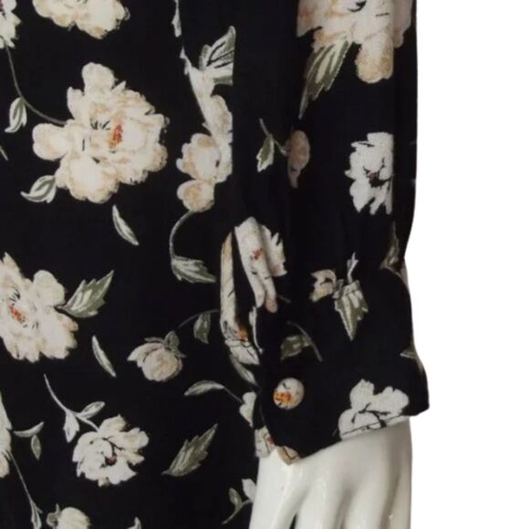 ELAN Mini Dress, S, Black/Off-White Floral, Long sleeves, Choker/Keyhole - Picture 6 of 14
